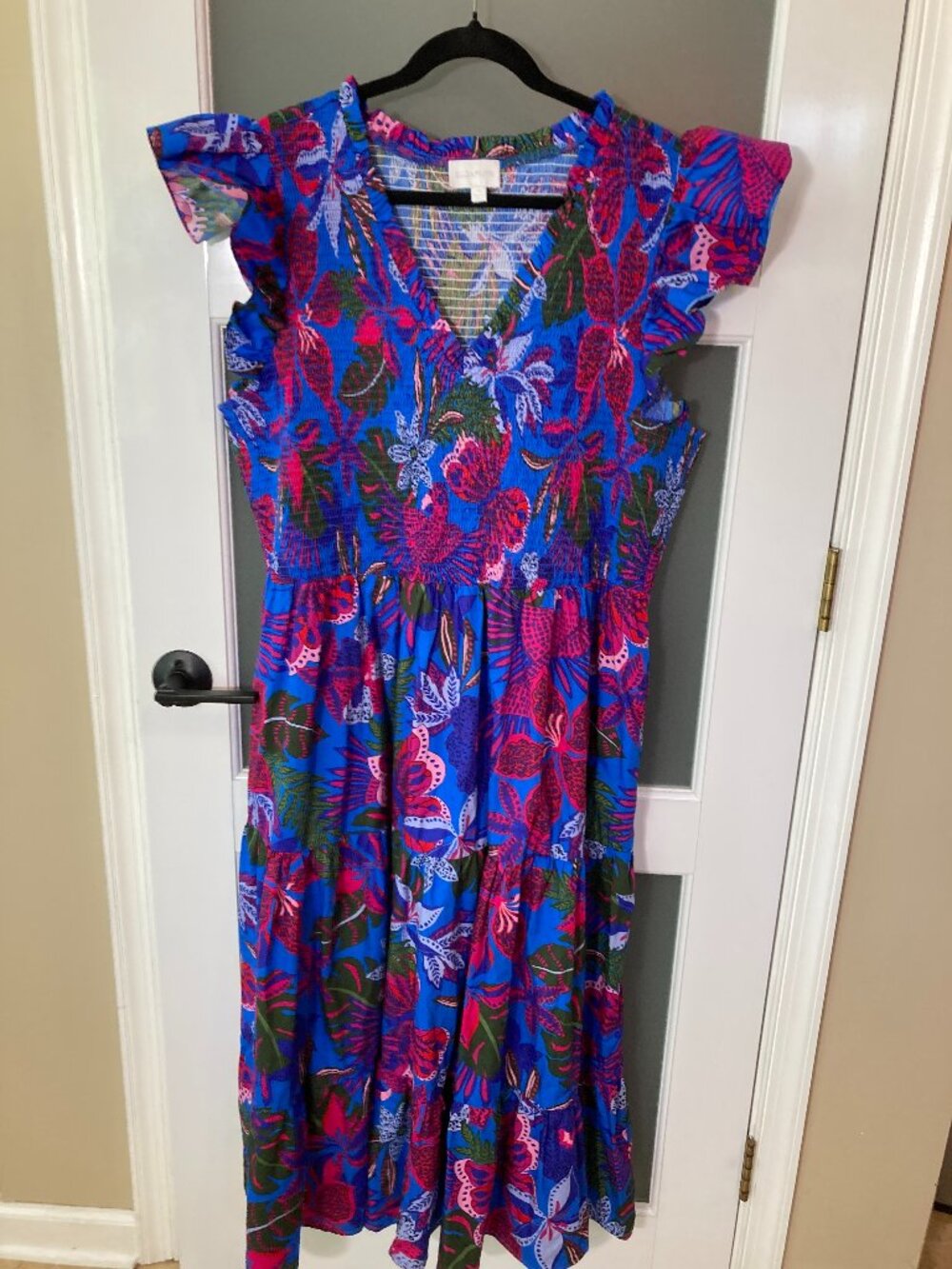 Sunfire Tiered Midi Dress Naima Floral Curve - 3X - Stunning! - Smocked - EUC!